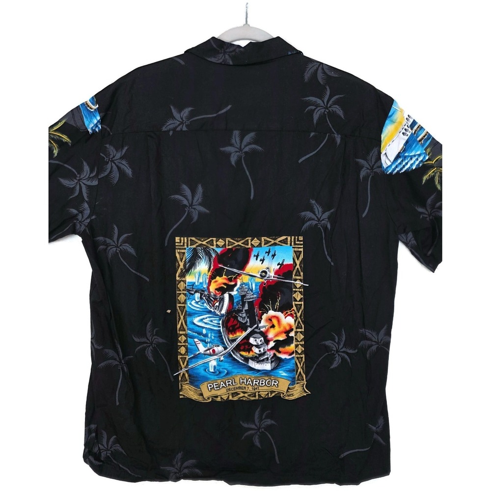 Winnie Fashion Shirt Mens XL Pearl Harbor Short Sleeve Button Front Hawaiian